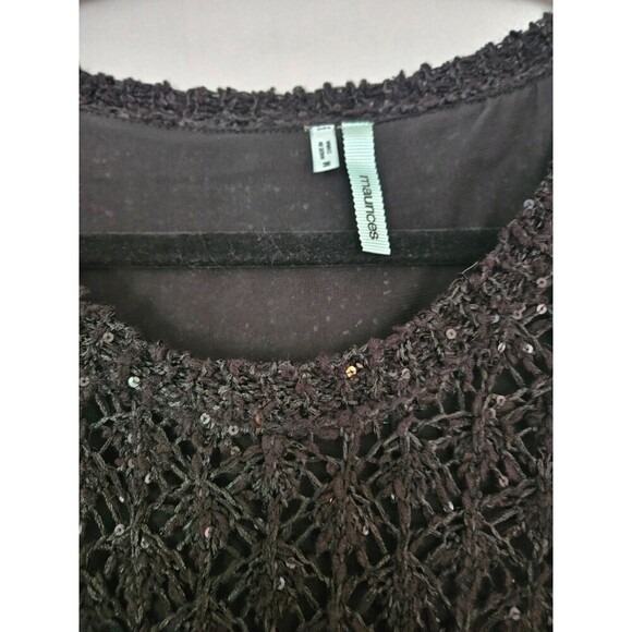Maurices black sequins sheer lined panel long sleeve sweater Medium - Picture 4 of 9